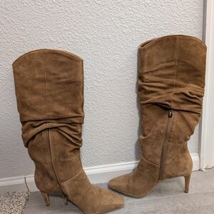 Elegant Tan Suede Knee-High Boots